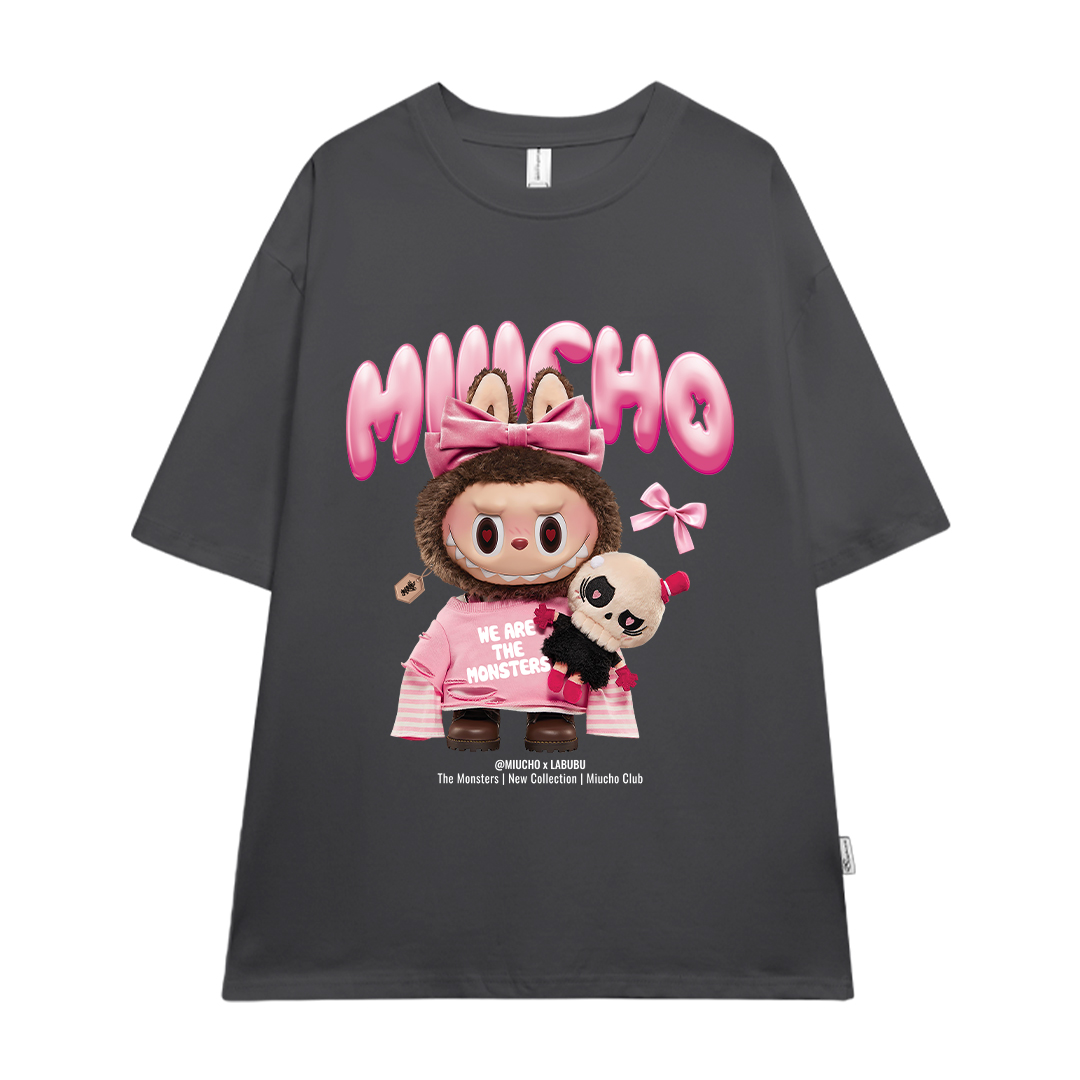 Áo thun labubu form rộng hottrend ATD1269 Miucho vải cotton thoáng mát cổ tròn in mix_thumbnail_15