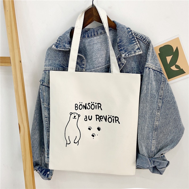 Túi tote phong cách Hàn Quốc in hình - Túi vải canvas có túi phụ kích thước 33x37cm đựng vừa A4 và laptop - TOTE07_thumbnail_5