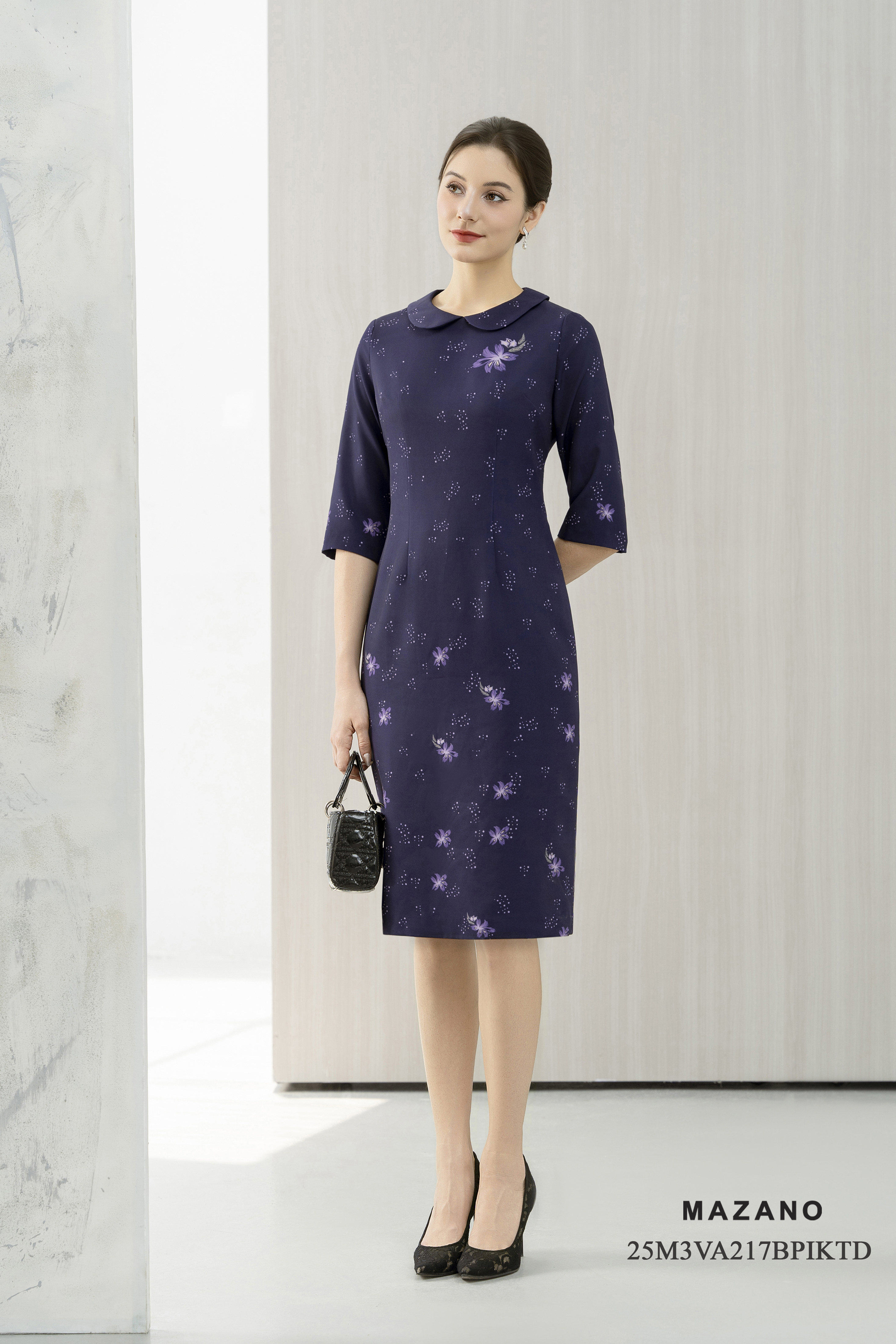 Váy Đầm suông  Vải thô  Cổ nằm cách điệu Tay lỡ Dài tới bắp