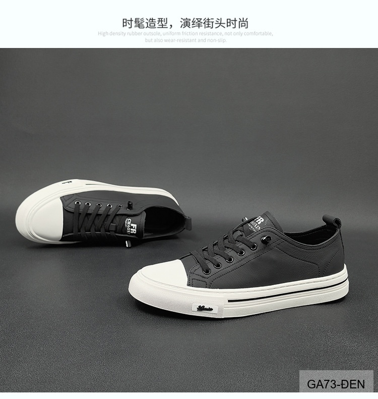 GA73 - Giày Sneaker Nam Da Bò Phong Cách Hàn, Đế Cao Su Thoáng Khí, Màu Trắng Đen_thumbnail_18