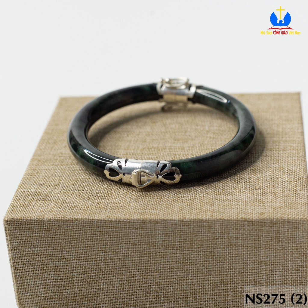 Vòng tay đá Ngọc Bích bọc bạc ta TS0274 - Món quà ý nghĩa cho mẹ và bà_thumbnail_3