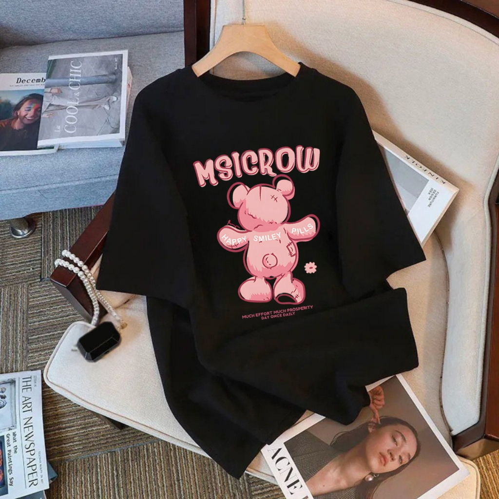 Áo phông nữ form rộng hình Gấu Hồng MSICROW local brand WE TEE - WU1009_thumbnail_2