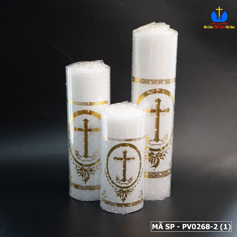 Nến trụ thánh giá vàng 20cm