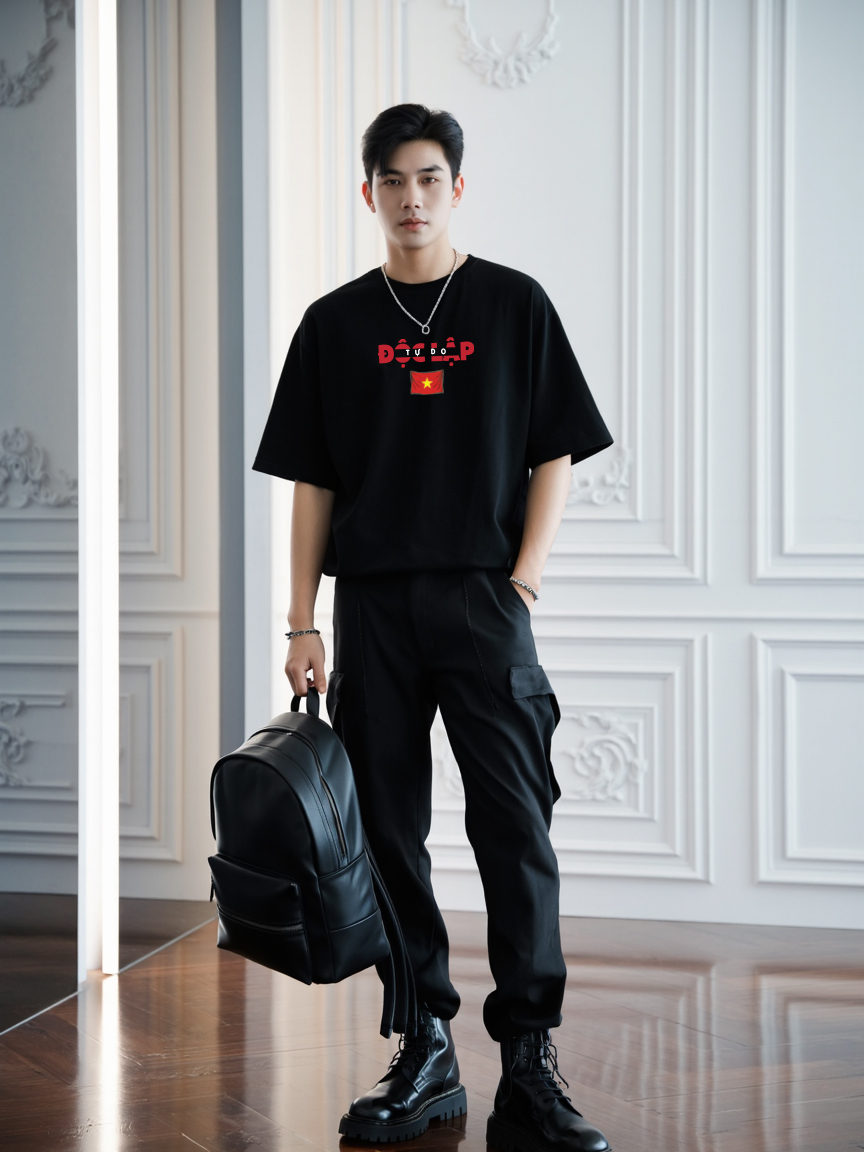 Áo phông local brand Việt Nam tôi yêu form rộng 2141 Miucho Iconic vải cotton 4c 220 gsm in mix_thumbnail_7