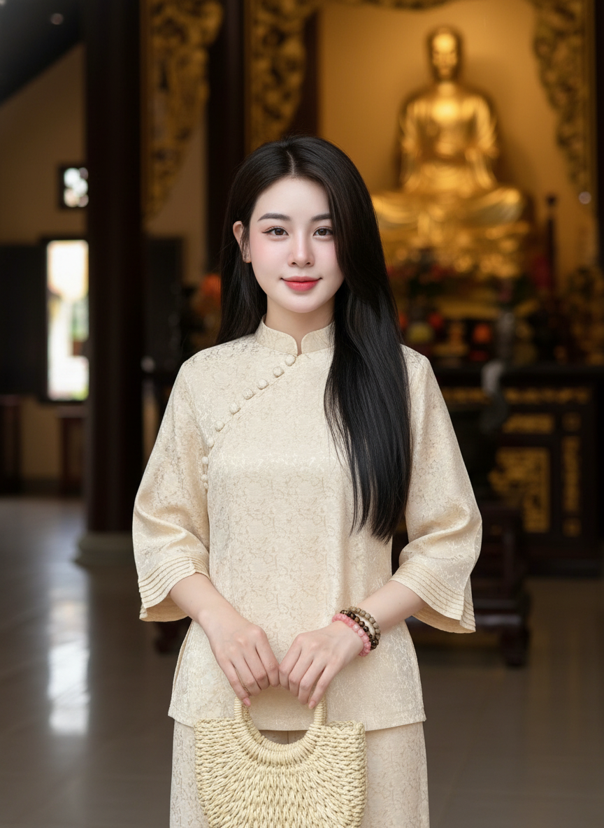 PP342 Pháp phục lễ chùa cao cấp Tinh Nhi tay xếp ly_thumbnail_2