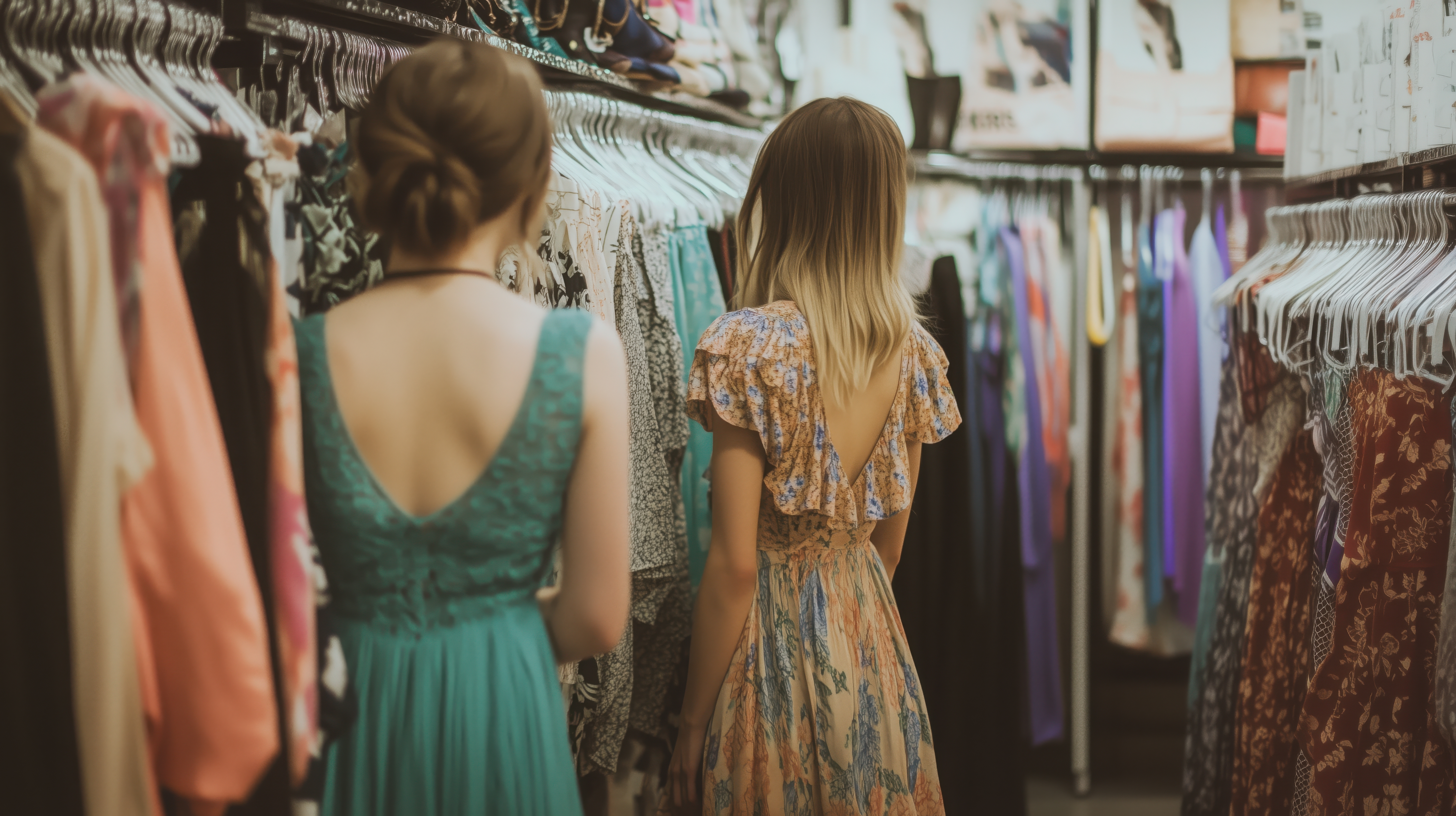 women-choosing-dress-shopping-clothes-with-friends
