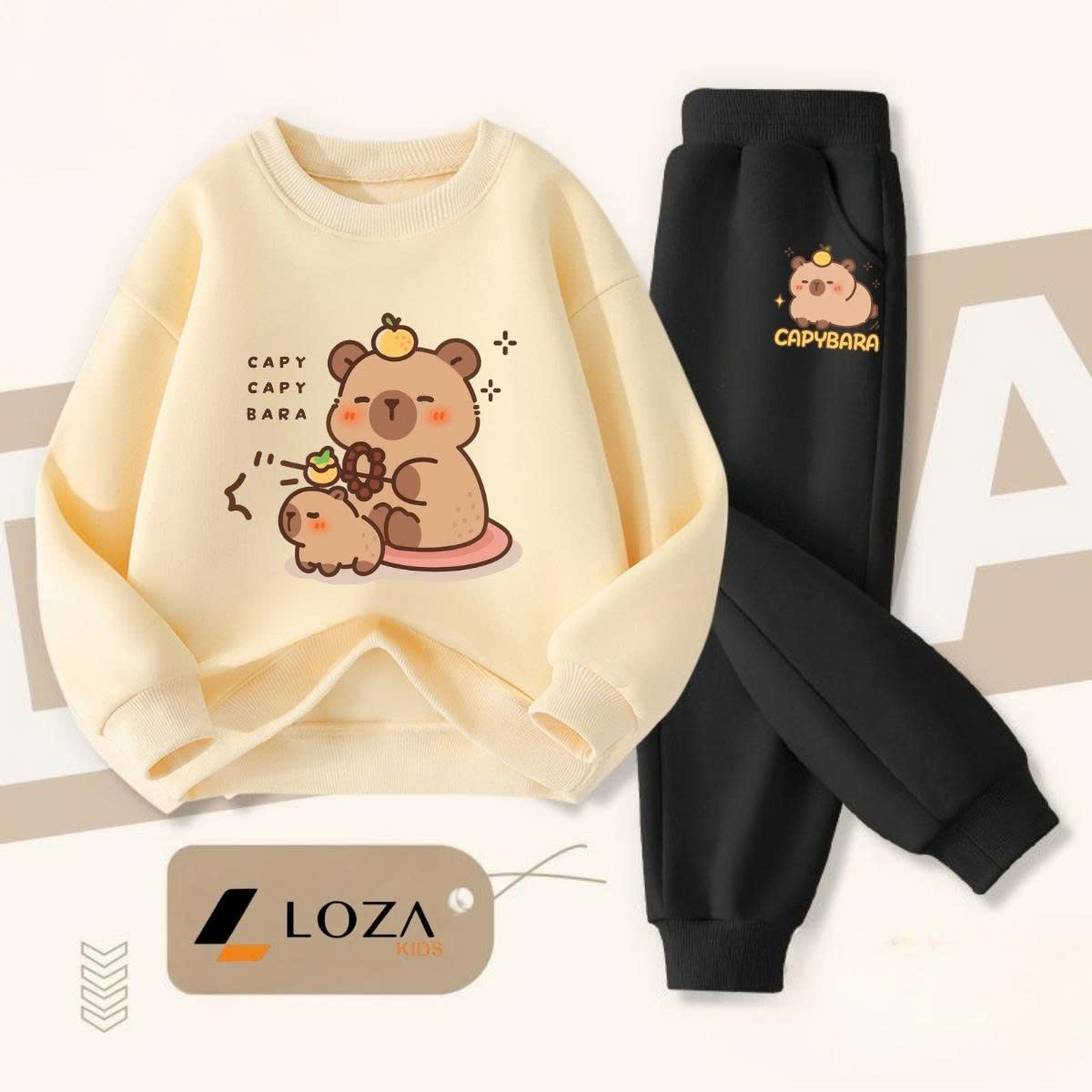 Bộ nỉ bé gái, bé trai hình 2 con Capybara - Loza Kids BI485_thumbnail_1