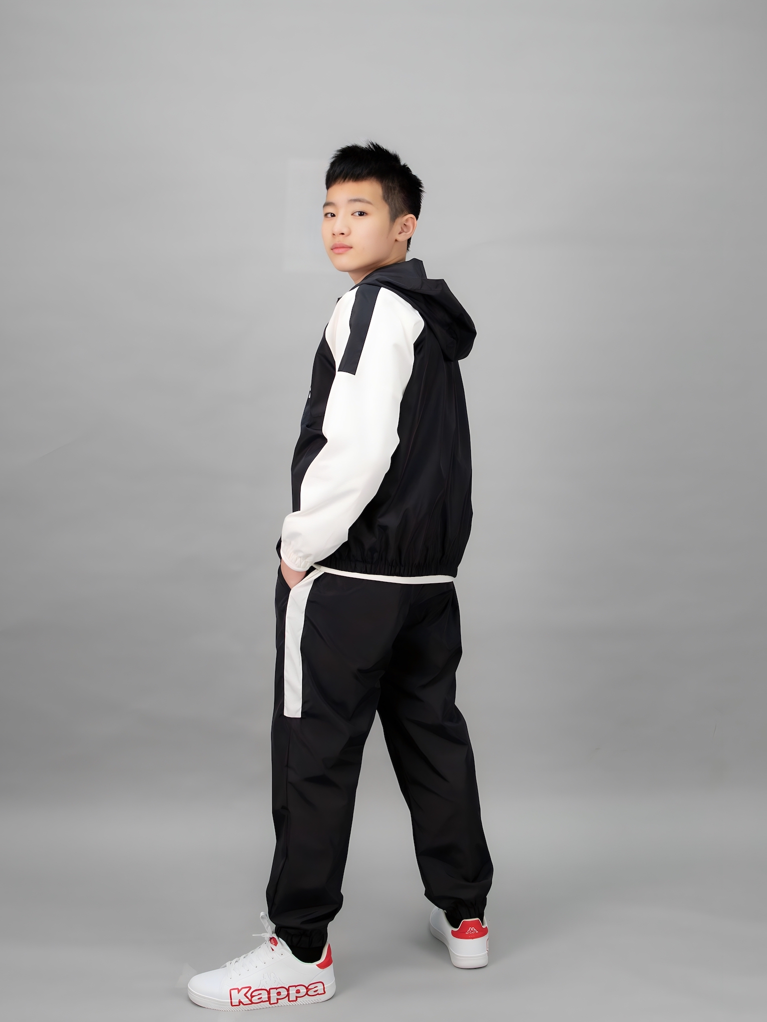 Áo khoác gió 2 lớp đen phối trắng #7_thumbnail_2