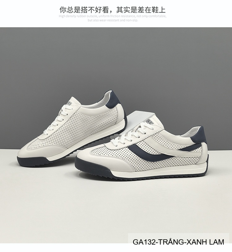 GA132 - Giày Sneaker Nam Phong Cách Hàn Quốc Đế Bằng Thoáng Khí Màu Trắng Xanh Lam & Trắng Mơ_thumbnail_5