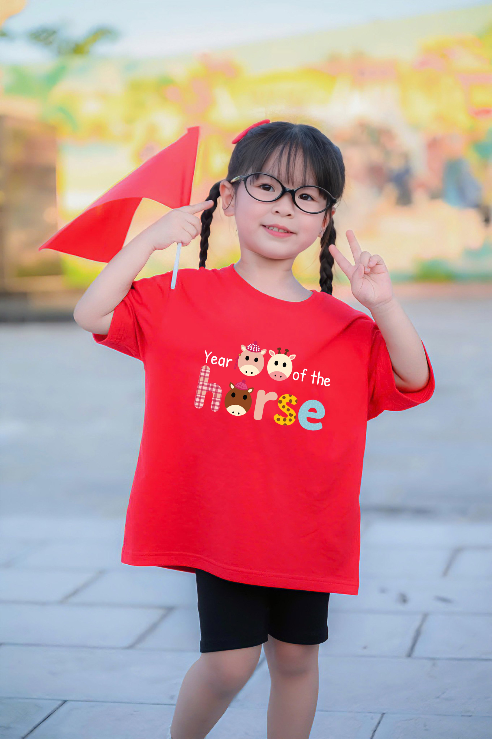 Áo thun bé gái Kado vải cotton thoáng mát mềm mại cổ tròn in chữ phối màu 2956_thumbnail_2