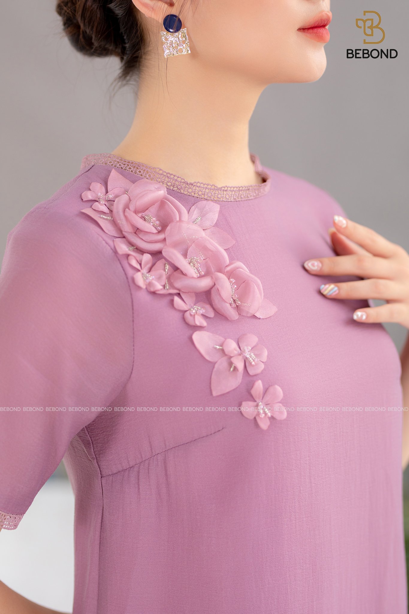 Đầm Owen tím đính hoa tơ crep_thumbnail_3