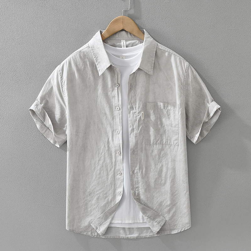 Áo Sơ Mi Nam Ngắn Tay – Nhật Bản Văn Học, Form Rộng, Thoáng Khí, Đa Năng
