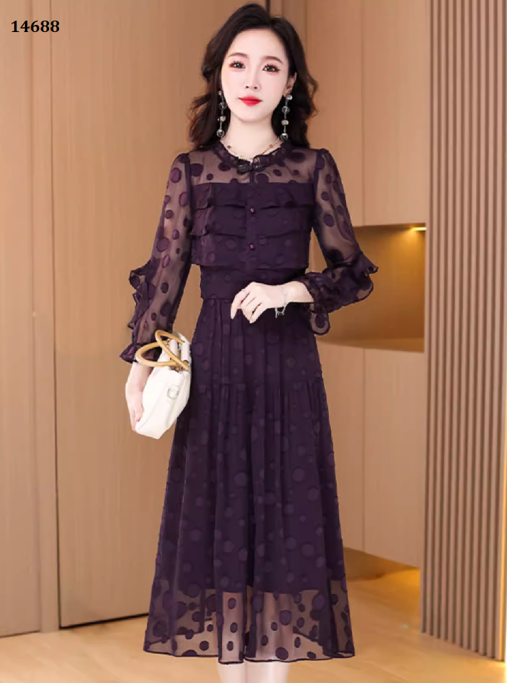 14688-Đầm voan bi tròn tím tay dài cổ trụ cách điệu ( voan , lụa habutai)_thumbnail_2