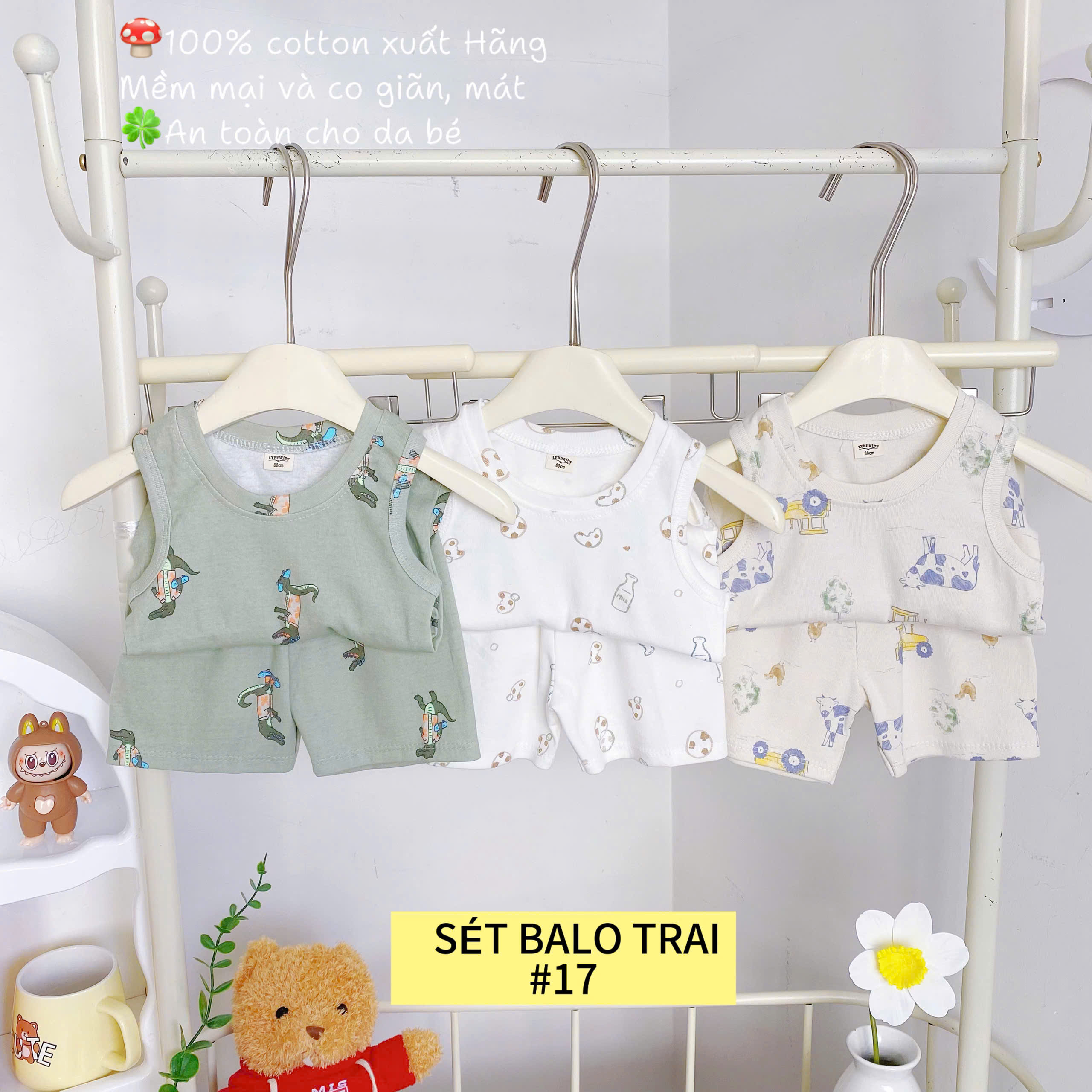 T57 SET 3 BỘ BA LỖ COTTON NGẪU NHIÊN- A105.49