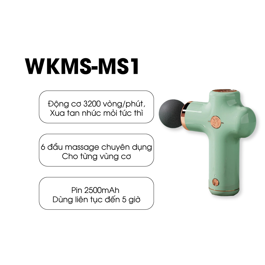 SÚNG MASSAGE THƯ GIÃN CƠ ĐA TỐC ĐỘ WINKI MS1 WKMS-MS1