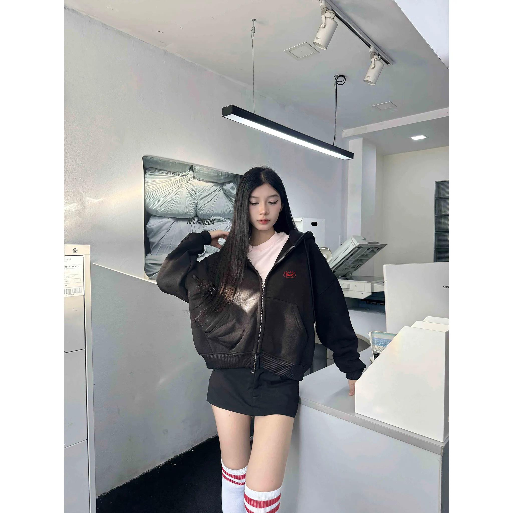 Áo hoodie zip form boxy phong cách cổ điển 2577 Miucho chất vải nỉ bông cao cấp thoáng mát in mix_thumbnail_4