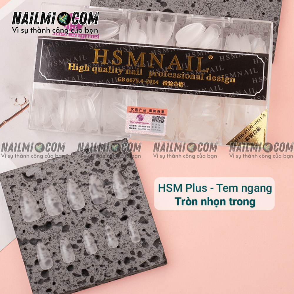 Móng úp - form bầu nhọn - màu trong suốt - HSM L1 - mặt nhám sẵn