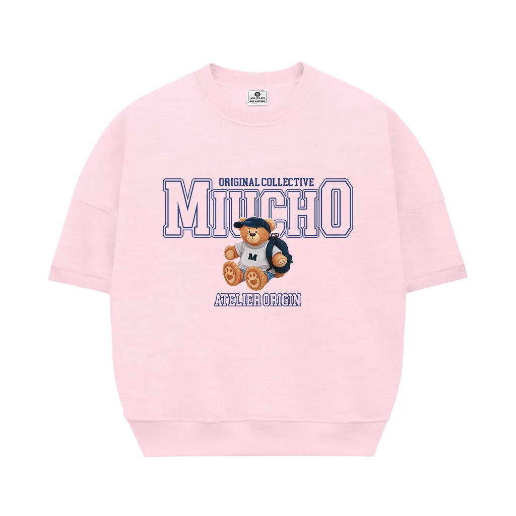 Áo sweater nữ boxy tay ngắn Miucho nỉ 2 da dày dặn thoáng mát cổ tròn hình gấu bông dễ thương 2632_thumbnail_11