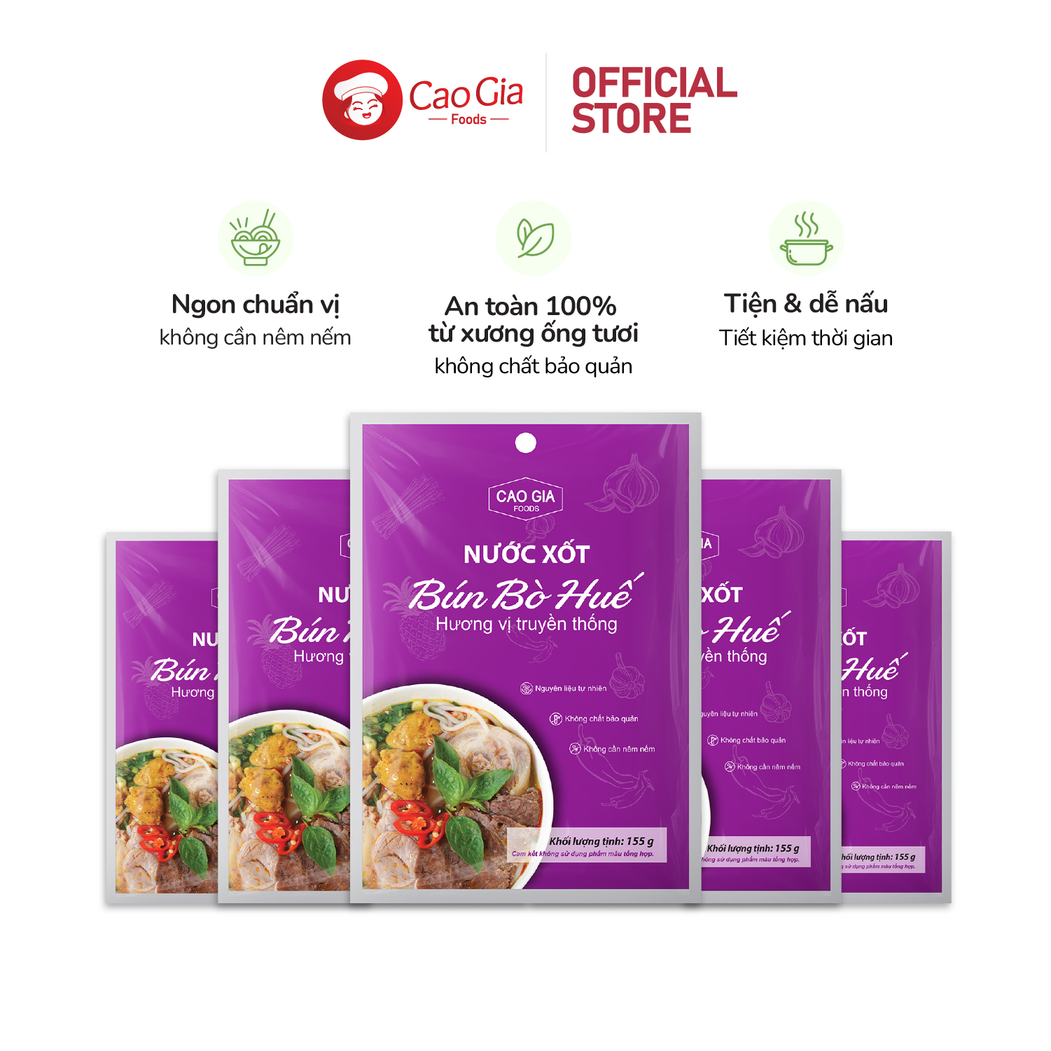 Combo 5 Gói Xốt Bún Bò Huế Truyền Thống - Cao Gia Foods