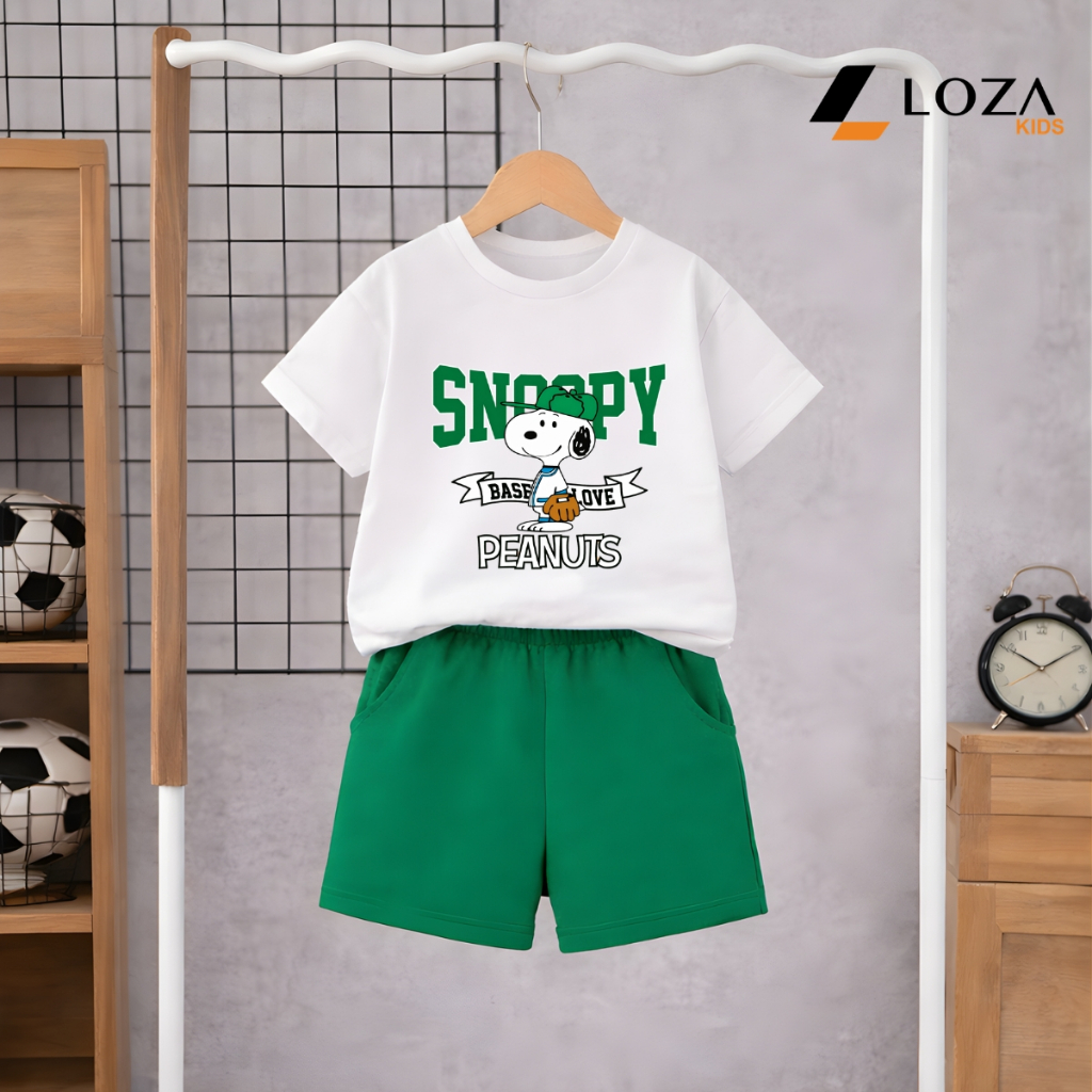 Set đồ bé trai Snoopy (gồm áo thun+quần đùi) chất liệu thun cotton - Đồ bộ trẻ em nam cân nặng từ 15-40kg- SB599_thumbnail_8
