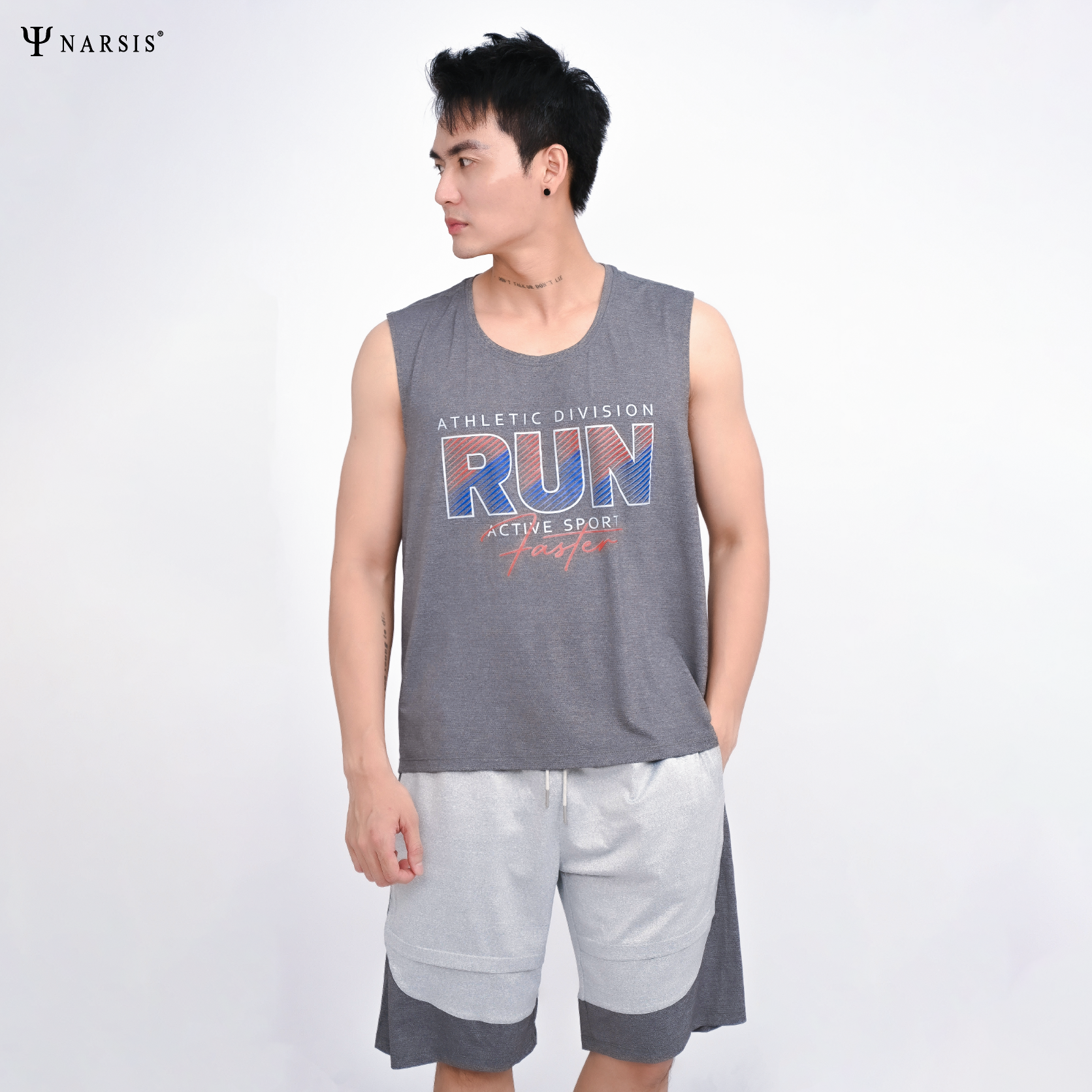 BỘ HÈ THỂ THAO NAM CHỮ RUN THÔNG HƠI THOÁNG KHÍ E23007 NARSIS CHẤT LIỆU THOÁNG MÁT, DỄ CHỊU, THOẢ..._thumbnail_3