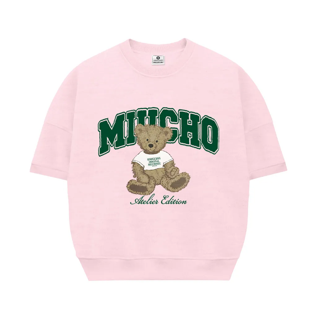Áo sweater nữ boxy nỉ 2 da Miucho tay ngắn cổ tròn phong cách Hàn Quốc hình gấu đáng yêu 2633_thumbnail_11