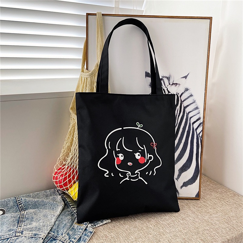 Túi tote vải canvas màu đen phong cách Hàn Quốc kích thước 33x37cm đựng vừa A4  - TOTE03_thumbnail_2