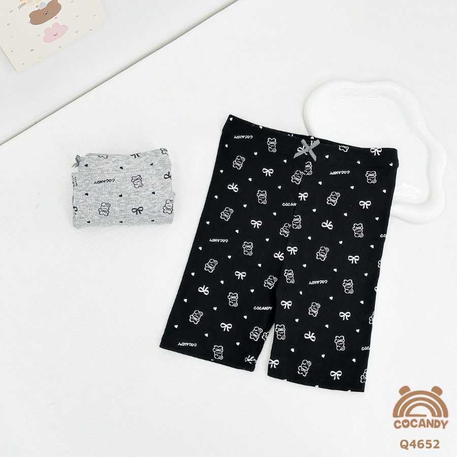 Set quần legging cộc ĐEN GHI hình thỏ nơ_thumbnail_2