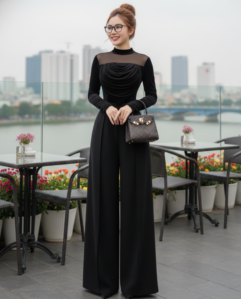 Set bộ áo tay dài phối quần dài phong cách sang trọng_thumbnail_2