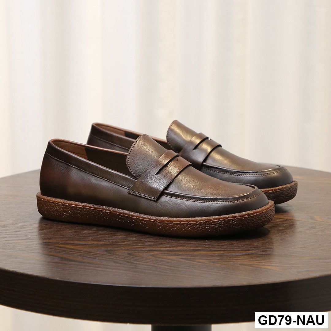 GD79 - Giày lười nam da bò lớp một, da thật, giày da bóng màu retro, giày lười nam đế mềm, thoáng khí, thấm hút mồ hôi_thumbnail_5