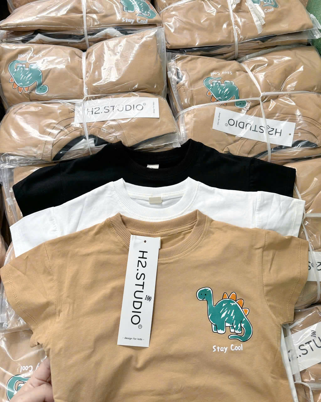 V95 SET 3 ÁO ĐEN NÂU TRẮNG HÌNH KHỦNG LONG MÁC H2 - A106.219