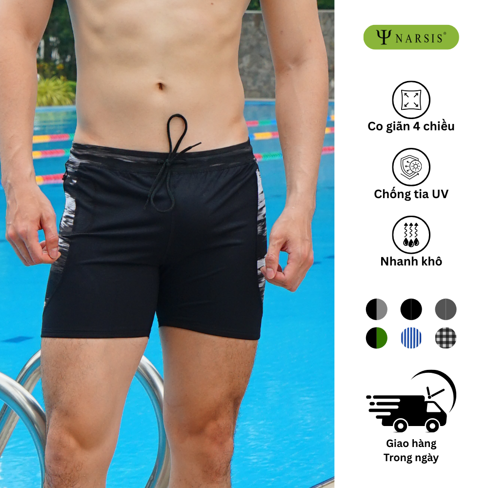 Quần bơi Narsis Q24009 thiết kế trẻ trung, chất liệu bền đẹp, phù hợp đi biển.