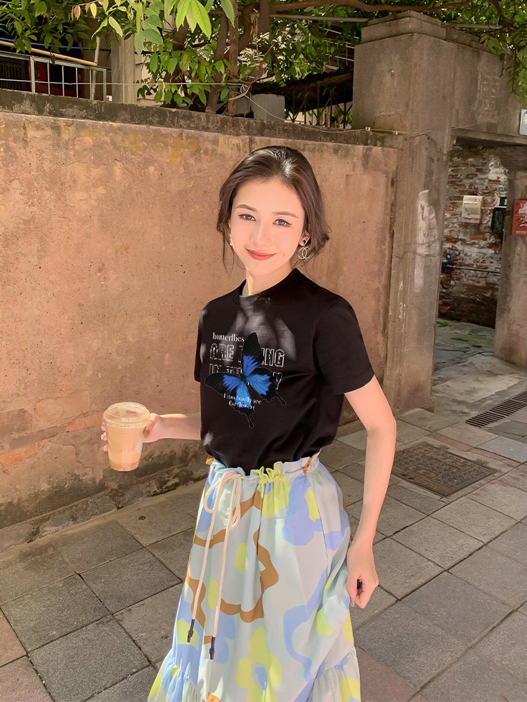 Áo thun nữ form vừa regular nhiều màu sắc ARD1489 Miucho Chic vải cotton cổ tròn in graphic_thumbnail_6