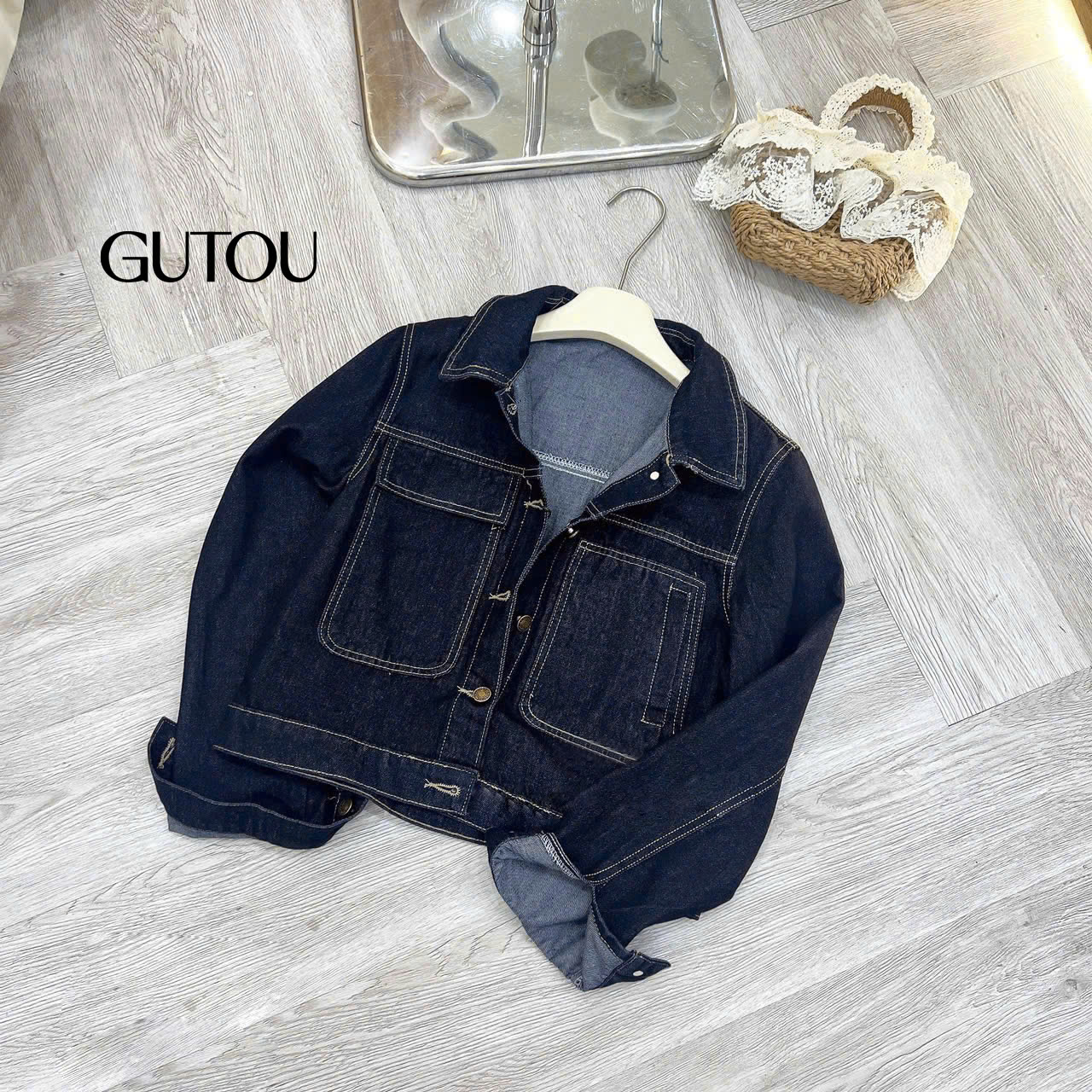 [ GUTOU ] Áo Khoác Jean Denim Túi Hộp_thumbnail_7