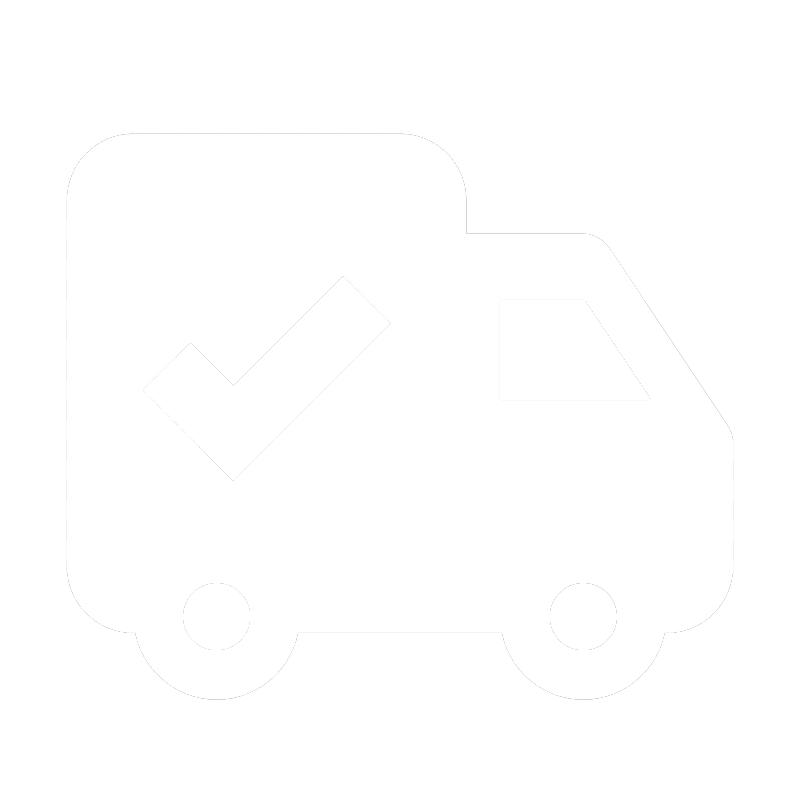 Shipping Icon – white delivery truck for free nationwide shipping with cash on delivery