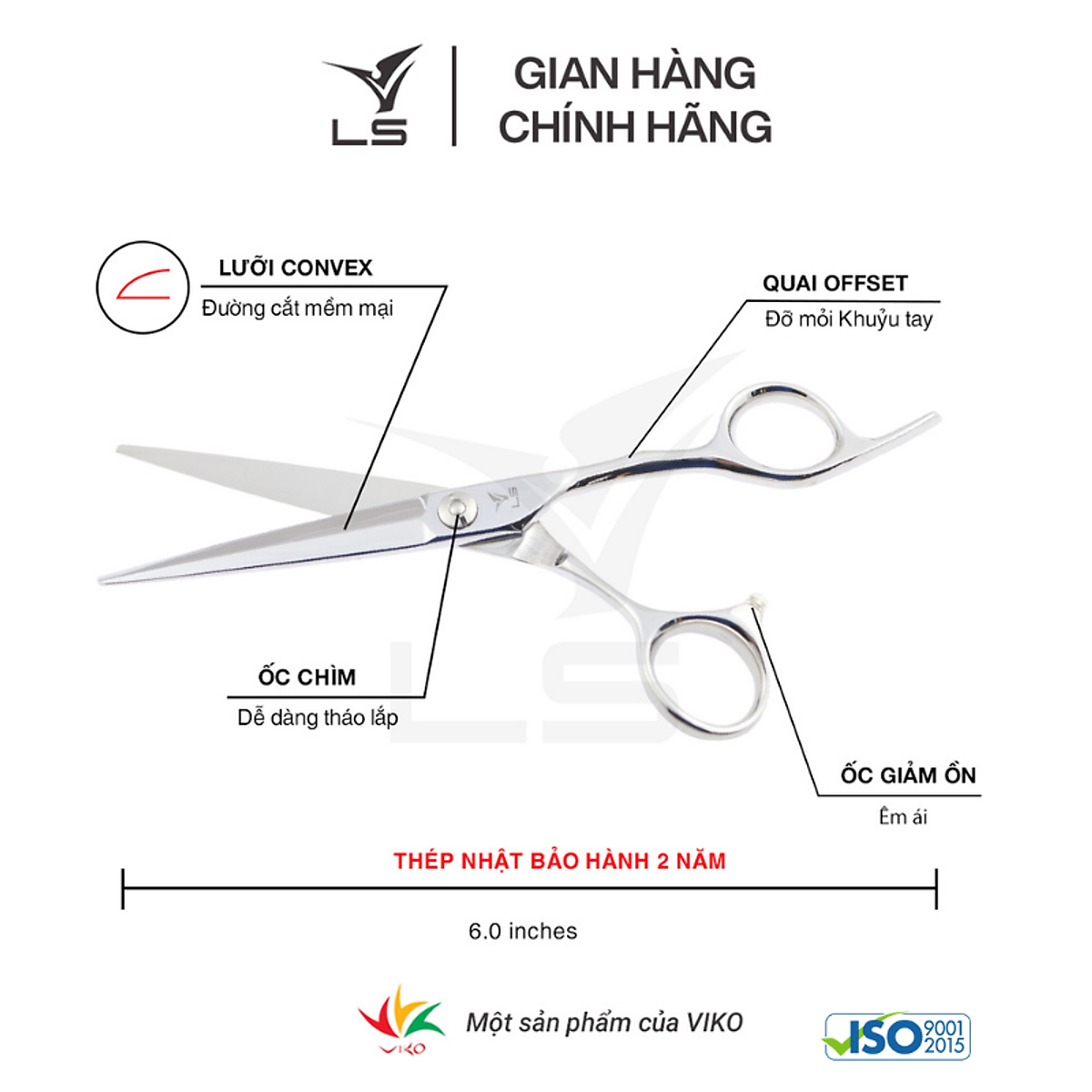 Kéo cắt tóc Viko LS CB23/6.0 - bảo hành 2 năm_thumbnail_4