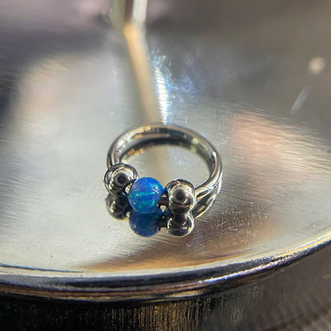 bật khớp hai bi opal xanh biển 8mm đeo daith cánh mũi septum