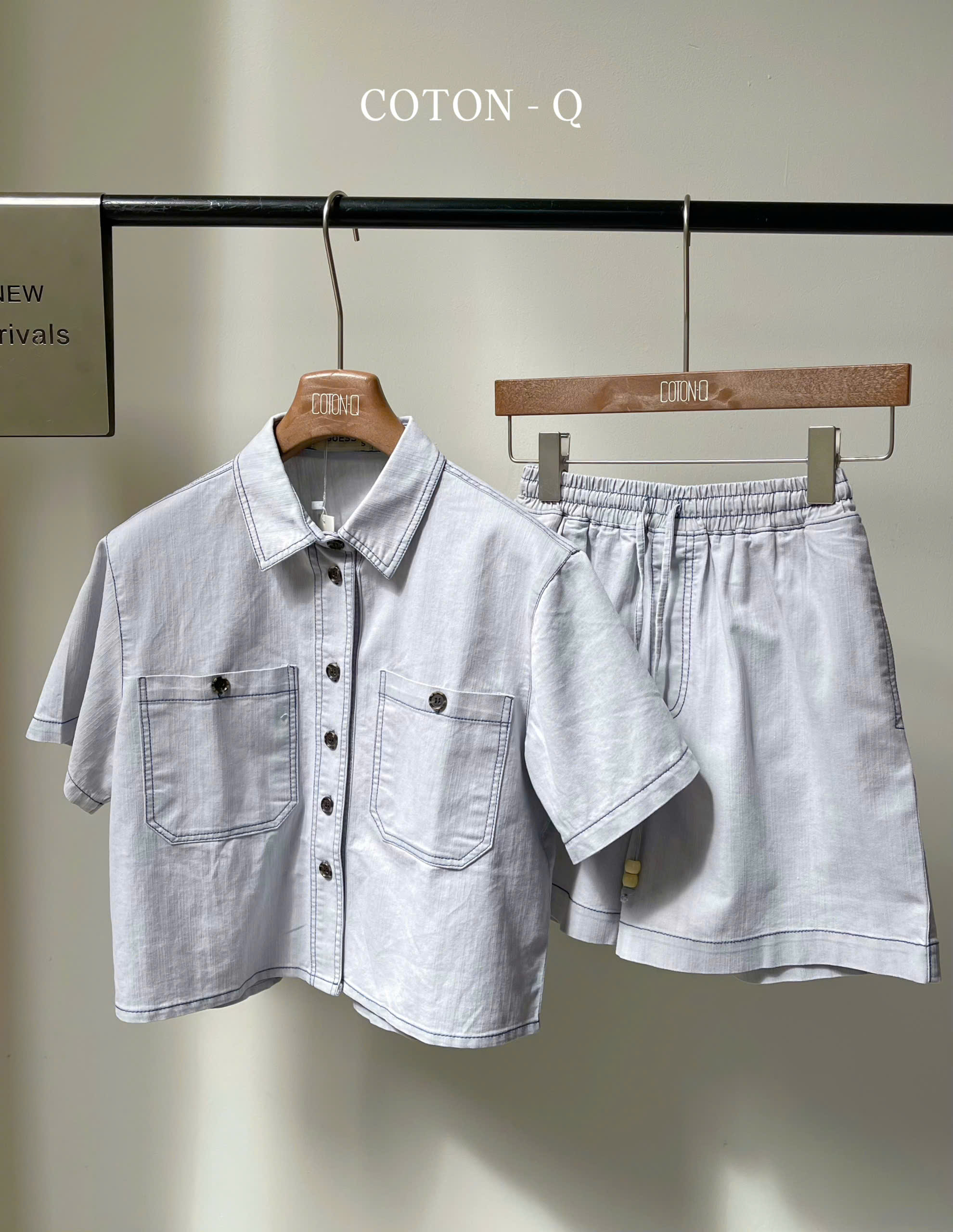 TJ108 Set bộ ngắn Coton Q lưng thun