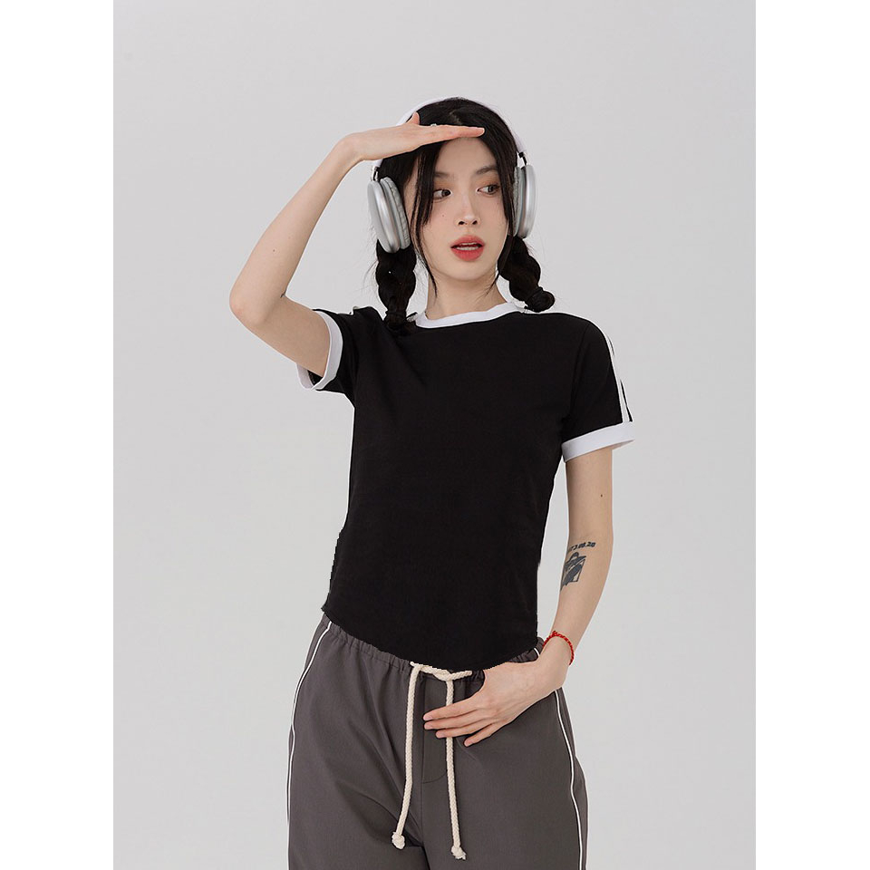 Áo baby tee phối trơn ABPVT01 Miucho cotton cổ tròn in basic_thumbnail_3