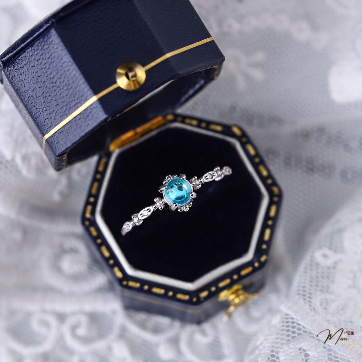 N143 - Nhẫn đá moon mặt trăng tròn freesize