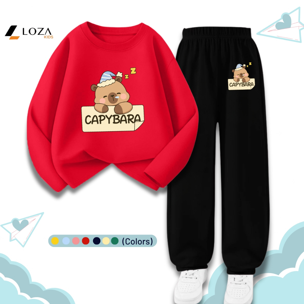 Bộ Thu - Đông bé trai và bé gái in hình Capybara - Loza Kids BW474