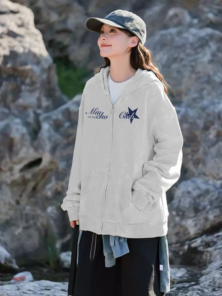 Áo hoodie zip local brand HZD1587 Miucho vải nỉ chân cua dày dặn mủ rộng in typography_thumbnail_4
