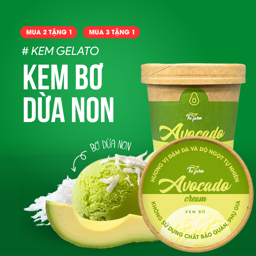 Kem Gelato - Vị Bơ Dừa Non