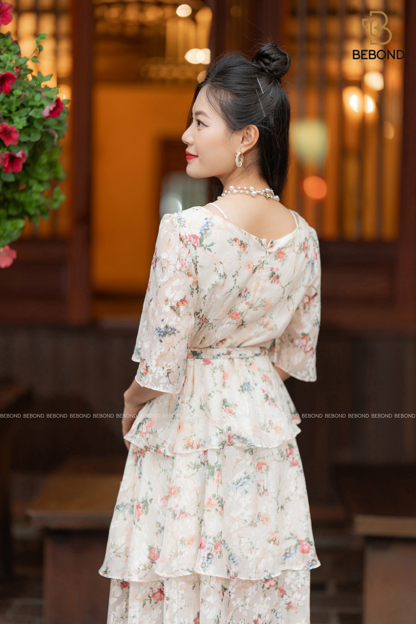 Đầm tơ tằm in hoa kèm đai- MARLEE DRESS_thumbnail_5