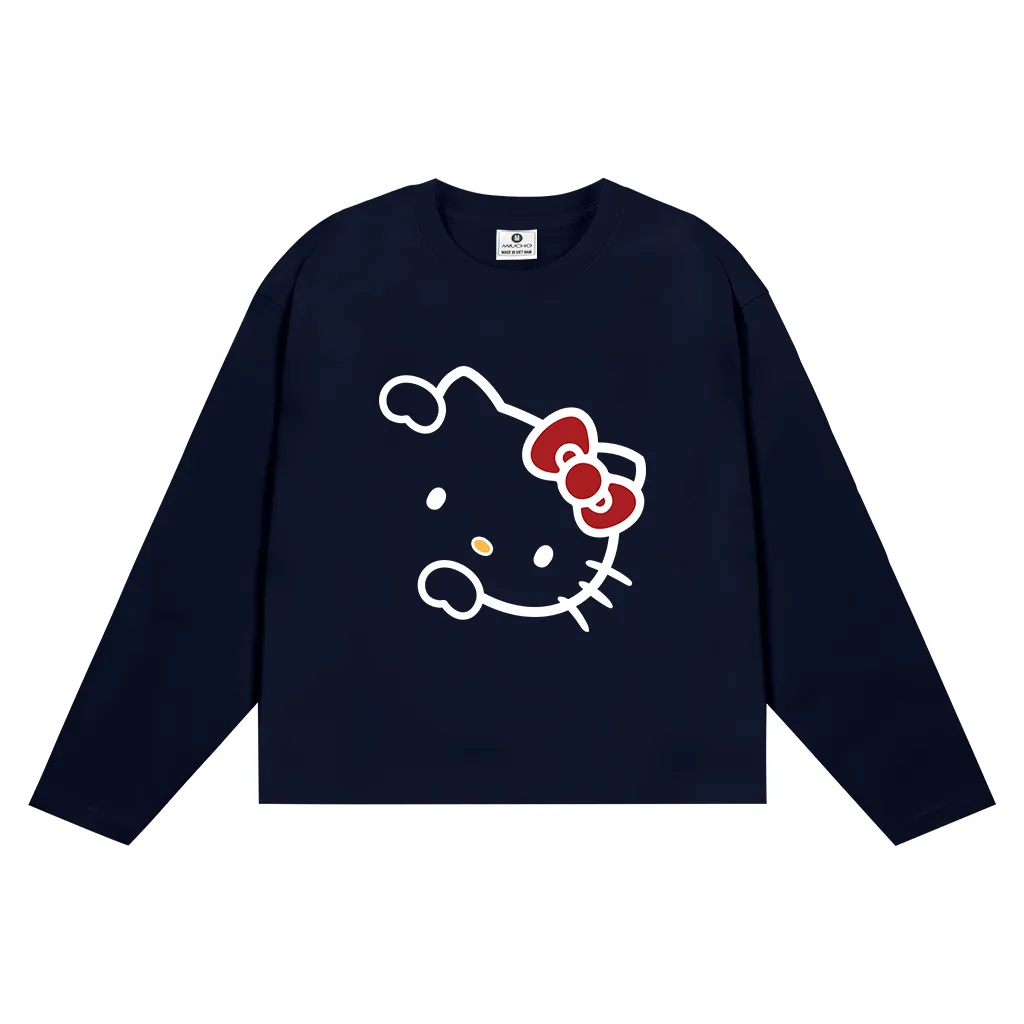 Áo thun boxy local brand Miucho cotton dày dặn thoáng mát tay dài cổ tròn Kitty in mix 2688_thumbnail_15