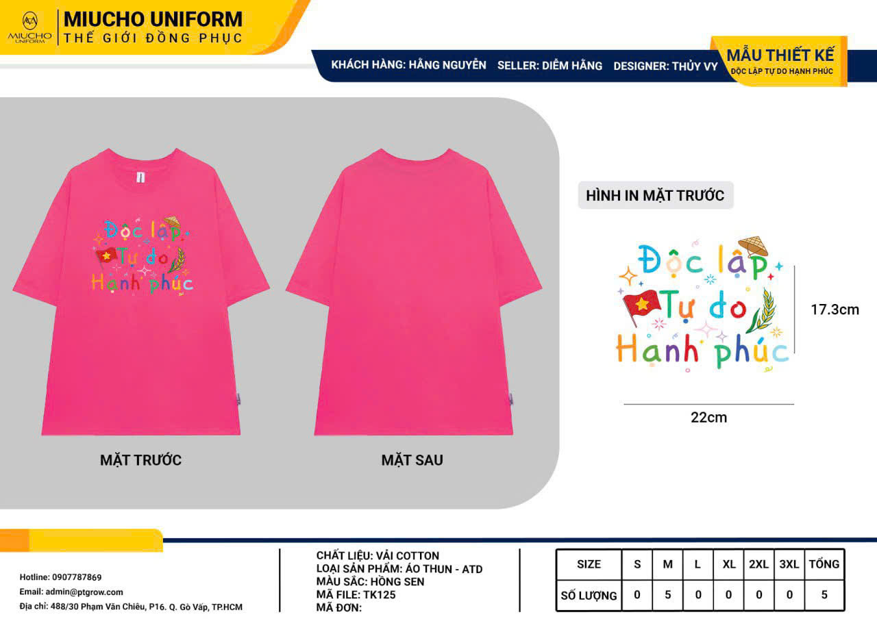 Áo thun thiết kế như yêu cầu TK125