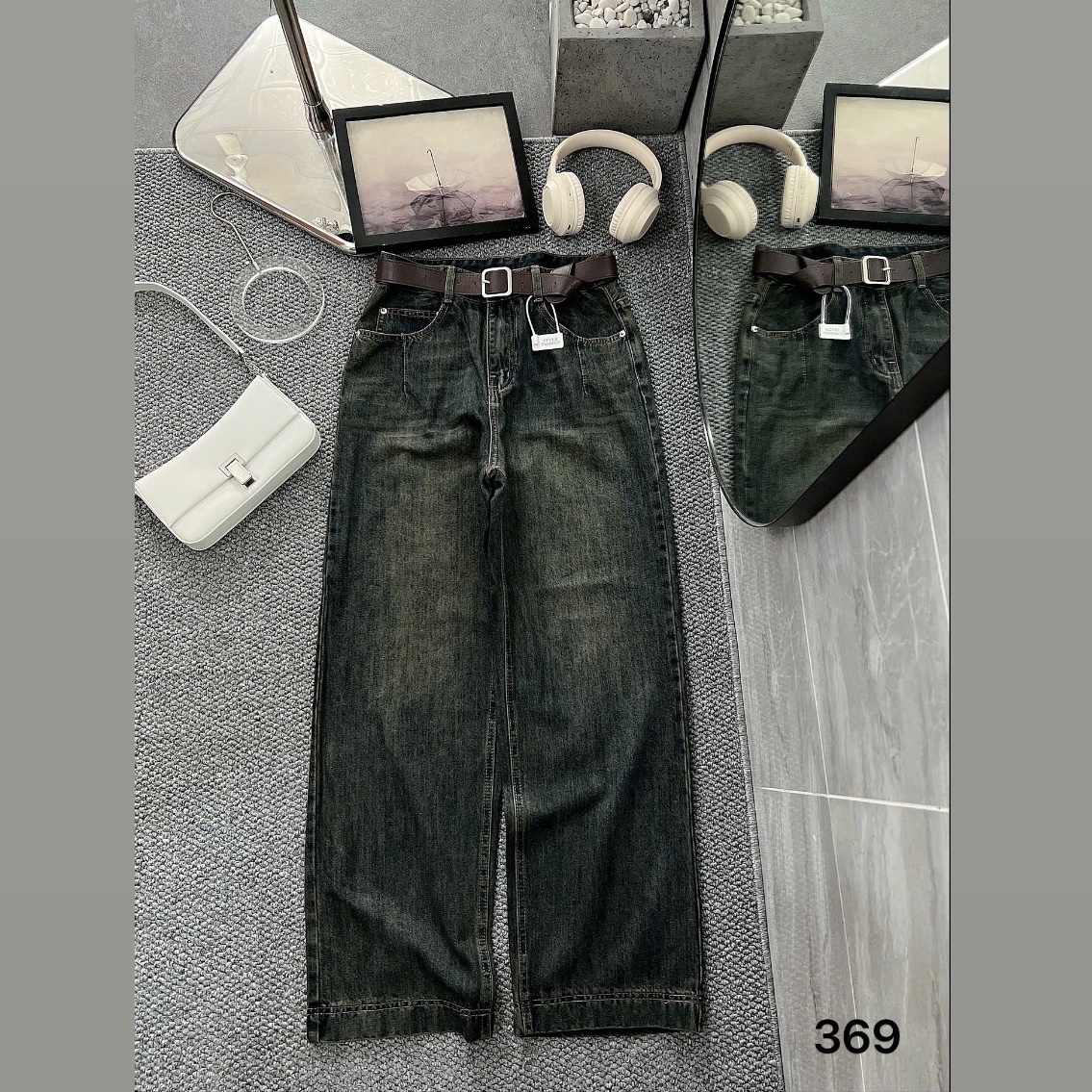 Quần jean suông chiết ly túi bigsize QJ369 dành cho nàng béo mập từ 55-90kg