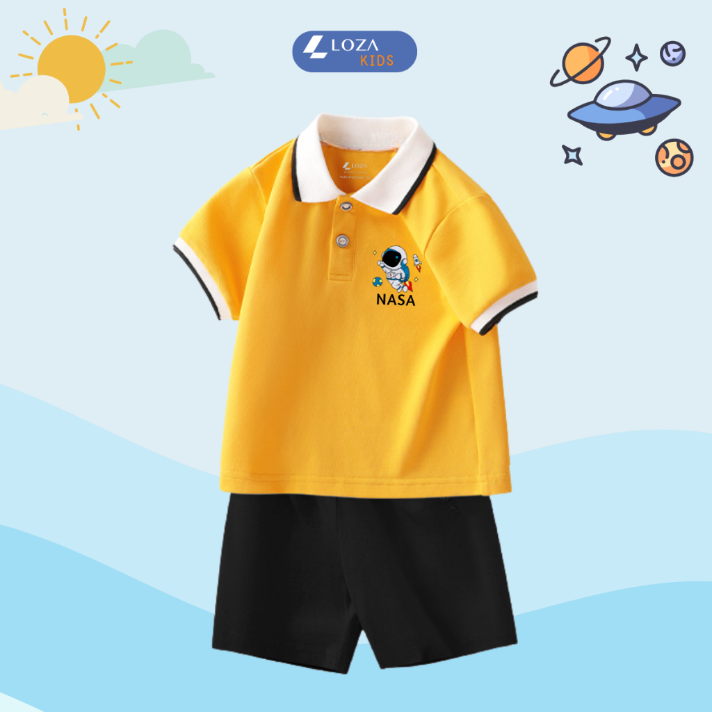 Bộ đồ Polo bé trai in hình phi hành gia - Loza Kids BV279_thumbnail_1