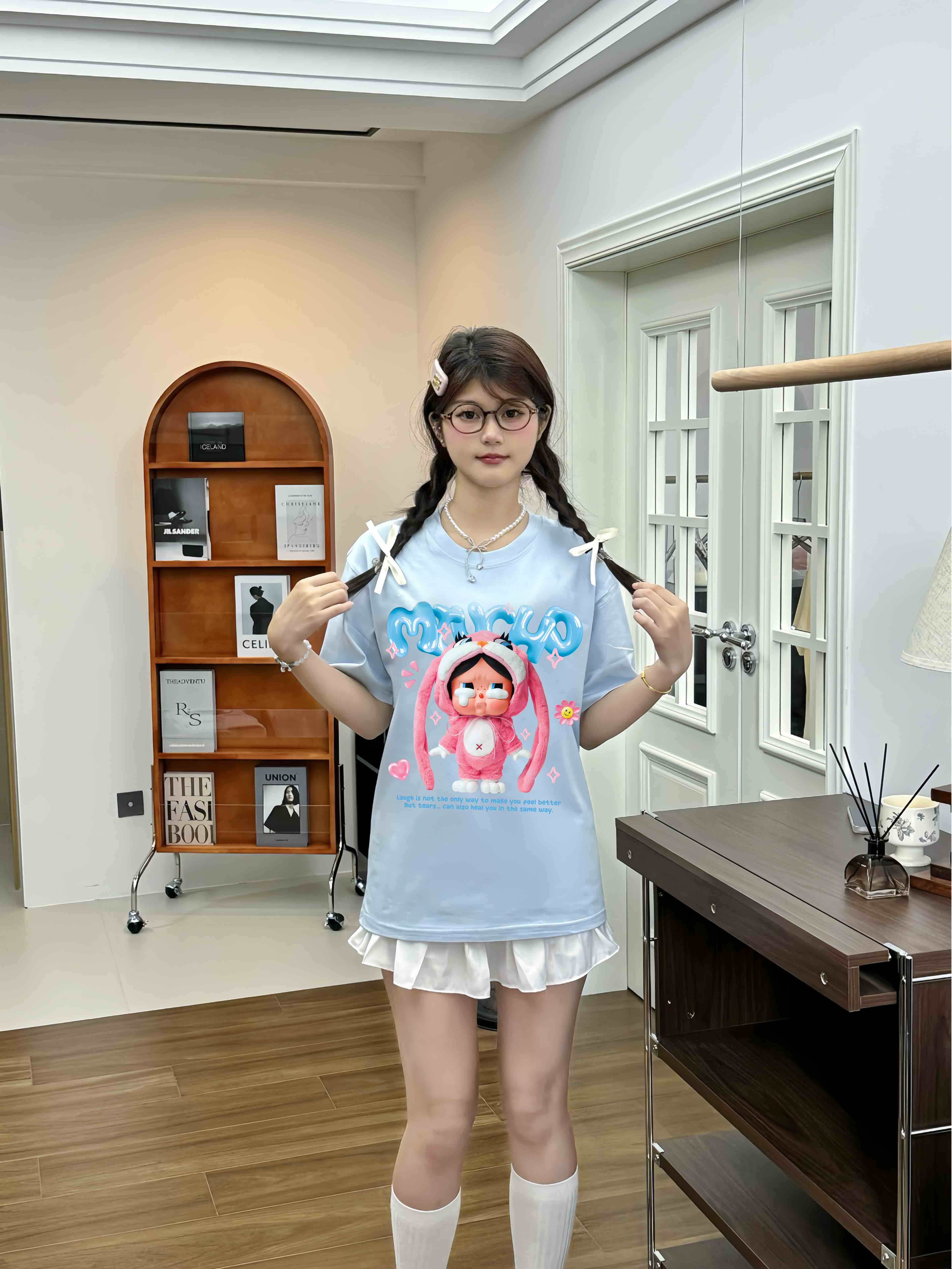 Áo thun CRY BABY nhiều màu ATD1335 Miucho form rộng vải cotton in mix_thumbnail_3