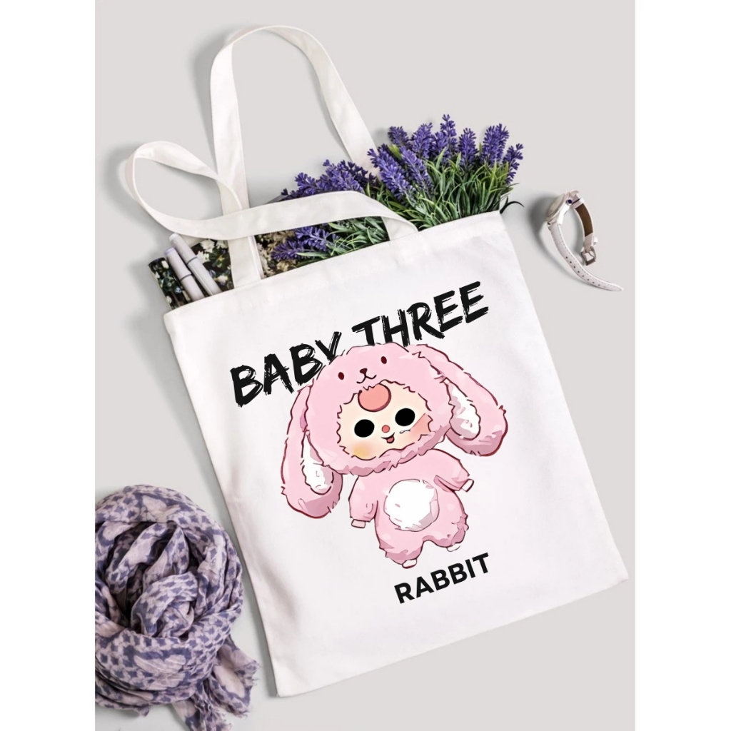 Túi tote Baby Three V3 - Túi Baby Three canvas 33x37cm có túi phụ đựng vừa A4, laptop - LOZA TOTE16_thumbnail_4